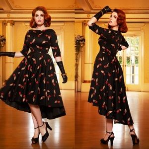 Vintage Diva Amber hand & rose swing dress - RARE